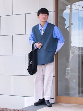 「BROKEN BASE（ブロークンベース）のアイテム（パンツ）」を使った、idakaさん（メンズ・171cm）の春コーディネート