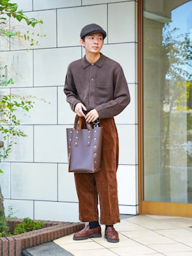 「冬コーデ」｜「アイテム（ハンチング/ベレー帽）」を使った、idakaさん（メンズ・171cm）の秋コーディネート