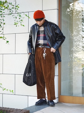 「A.P.C.（アーペーセー）のSAC SHOPPING REBOUND 20AC（トートバッグ）」を使った、idakaさん（メンズ・171cm）の秋コーディネート