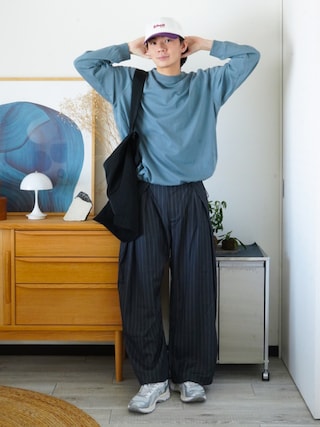 「Schott(ショット)の【SCHOTT】ロゴバイカラーキャップ SC017 CBS(キャップ)」を使った、idakaさん(メンズ・172cm)の秋コーディネート