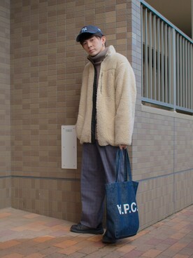 「チェック柄に恋してる」｜「アイテム（ブルゾン）」を使った、idakaさん（メンズ・171cm）の冬コーディネート