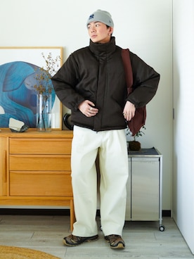 「アイテム（ニットキャップ/ビーニー）」を使った、idakaさん（メンズ・172cm）の秋コーディネート