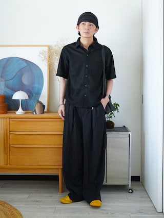 「Sense of Grace(センスオブグレース)の綿麻 ボーダーワッチ(ニットキャップ/ビーニー)」を使った、idakaさん(メンズ・172cm)の夏コーディネート