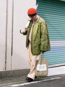 「春ニット」｜「アイテム（モッズコート）」を使った、idakaさん（メンズ・171cm）の春コーディネート
