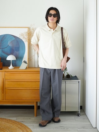 「NIKE(ナイキ)の《セットアップ対応商品》ナイキ スポーツウェア クラブ メンズ フレンチテリー ポロ / Nike Sportswear Club Men's French Terry Polo IQ6274-229 Light Khaki(ポロシャツ)」を使った、idakaさん(メンズ・172cm)の秋コーディネート