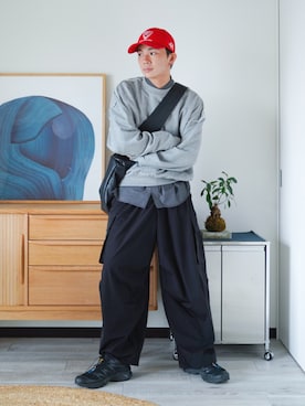 「SINSS（シンス）のアイテム（スウェット）」を使った、idakaさん（メンズ・171cm）の秋コーディネート