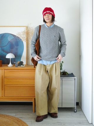 「POLO RALPH LAUREN(ポロ ラルフ ローレン)のケーブルニット ウールカシミヤ セーター(ニット/セーター)」を使った、idakaさん(メンズ・172cm)の秋コーディネート