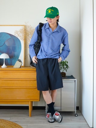 「TalkMart(トークマート)のTalkMart TC-TWILL TRUCKER CAP_GREEN / トークマート(キャップ)」を使った、idakaさん(メンズ・172cm)の夏コーディネート