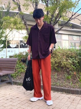 「A.P.C.（アーペーセー）のSAC SHOPPING REBOUND 20AC（トートバッグ）」を使った、idakaさん（メンズ・171cm）の夏コーディネート