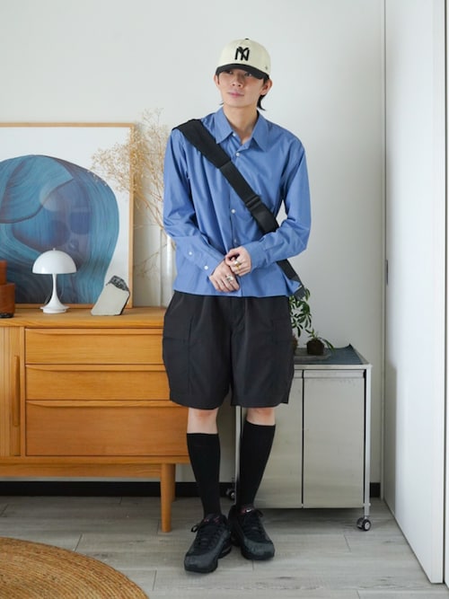 「WYM LIDNM(ウィム バイ リドム)のMICRO SPAN CROPPED SHIRT(シャツ/ブラウス)」を使った、idakaさん(メンズ・172cm)の秋コーディネート