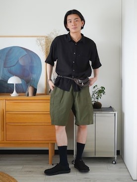 「KEEN（キーン）の【公式】UNEEK / ユニーク / メンズ スニーカーサンダル（サンダル、ブラック系）」を使った、idakaさん（メンズ・172cm）の夏コーディネート