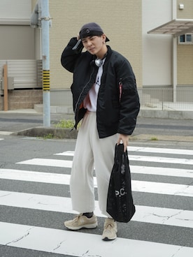 「A.P.C.（アーペーセー）のSAC SHOPPING REBOUND 20AC（トートバッグ）」を使った、idakaさん（メンズ・171cm）の秋コーディネート