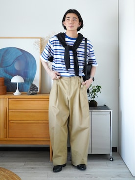 「YOLO（ヨーロ）のアイテム」を使った、idakaさん（メンズ・172cm）の夏コーディネート
