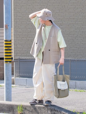 「GLOSTER（グロスター）のアイテム」を使った、idakaさん（メンズ・171cm）の春コーディネート