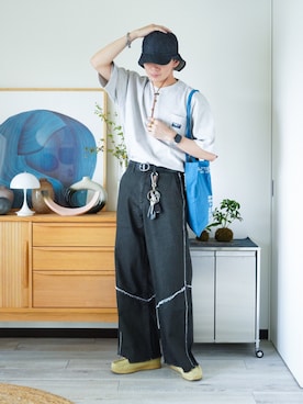 「アイテム（トートバッグ）」を使った、idakaさん（メンズ・172cm）の夏コーディネート