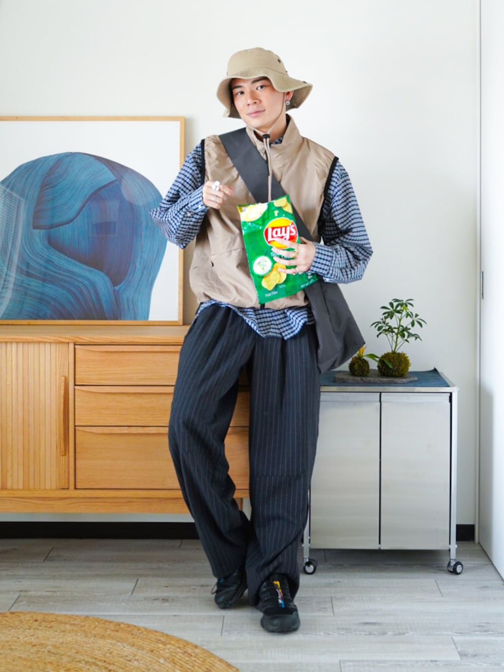 idakaさんの「STAND NECK CITY VEST/スタンドネックシティベスト（WETTEMPT）」を使ったコーディネートの1枚目の写真