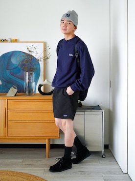 「アイテム（スウェット）」を使った、idakaさん（メンズ・172cm）の秋コーディネート