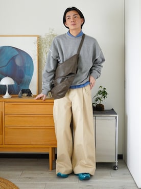 「ASICS（アシックス）のアイテム」を使った、idakaさん（メンズ・172cm）の春コーディネート