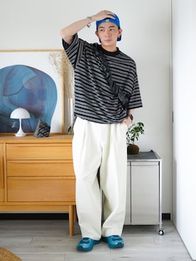 「SINSS（シンス）のアイテム（パンツ）」を使った、idakaさん（メンズ・172cm）の夏コーディネート