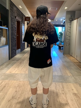 「XLARGE（エクストララージ）のアイテム（帽子）」を使った、岡崎　航さん（メンズ・162cm）の夏コーディネート