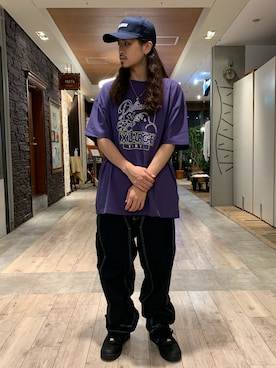 「XLARGE（エクストララージ）のアイテム（キャップ）」を使った、岡崎　航さん（メンズ・162cm）の夏コーディネート