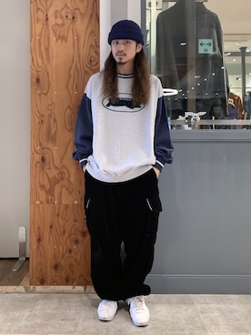 「XLARGE（エクストララージ）のアイテム（帽子）」を使った、岡崎　航さん（メンズ・162cm）の秋コーディネート