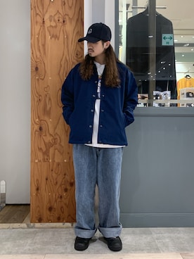 「XLARGE（エクストララージ）のアイテム（帽子）」を使った、岡崎　航さん（メンズ・162cm）の秋コーディネート