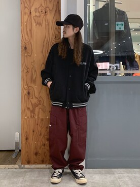 「XLARGE（エクストララージ）のアイテム（スタジャン）」を使った、岡崎　航さん（メンズ・162cm）の秋コーディネート