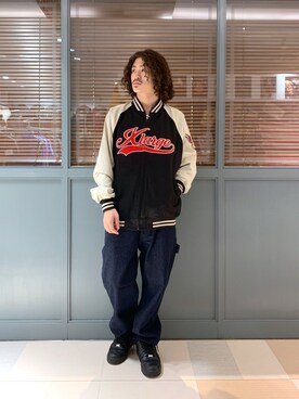 「XLARGE（エクストララージ）のアイテム（スタジャン）」を使った、岡崎　航さん（メンズ・162cm）の秋コーディネート