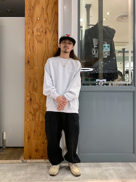 「XLARGE（エクストララージ）のアイテム（帽子）」を使った、岡崎　航さん（メンズ・162cm）の秋コーディネート