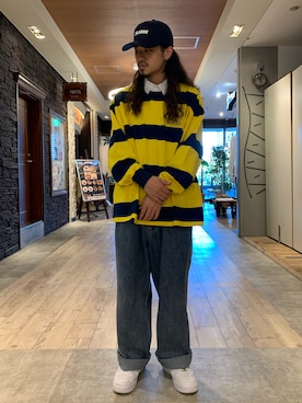 「XLARGE（エクストララージ）のアイテム（帽子）」を使った、岡崎　航さん（メンズ・162cm）の夏コーディネート