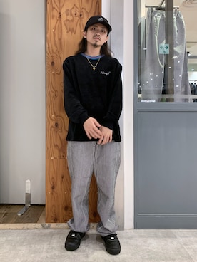 「XLARGE（エクストララージ）のアイテム（キャップ）」を使った、岡崎　航さん（メンズ・162cm）の秋コーディネート