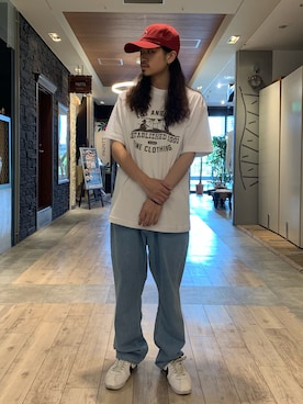 「XLARGE（エクストララージ）のアイテム（キャップ）」を使った、岡崎　航さん（メンズ・162cm）の夏コーディネート