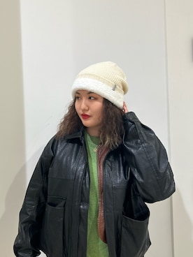 「レザージャケット」｜IRIEさん（レディース・160cm）の冬コーディネート