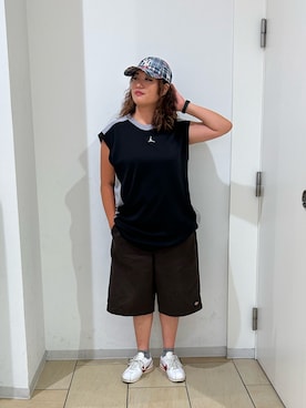 「アイテム（キャップ）」を使った、IRIEさん（レディース・160cm）の夏コーディネート