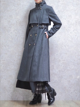 「アイテム（ダッフルコート）」を使った、Hanaさん（レディース・168cm）の秋コーディネート