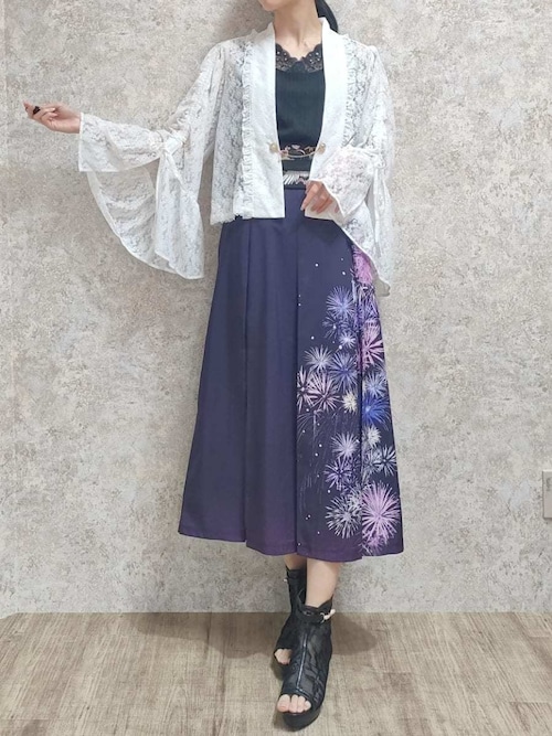 花火柄タックスカート（スカート）｜axes femme（アクシーズ