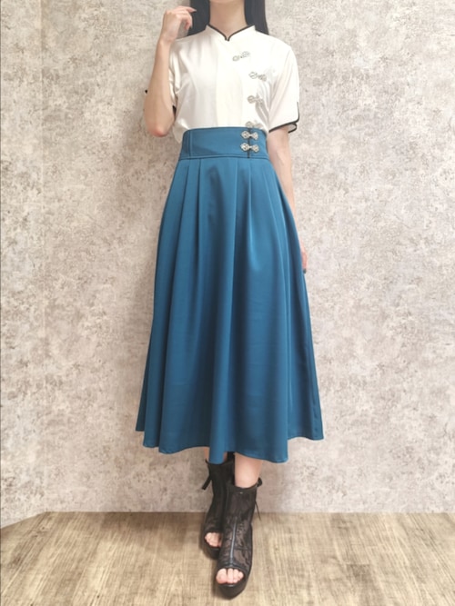 チャイナボタン編上スカート（スカート）｜axes femme（アクシーズ