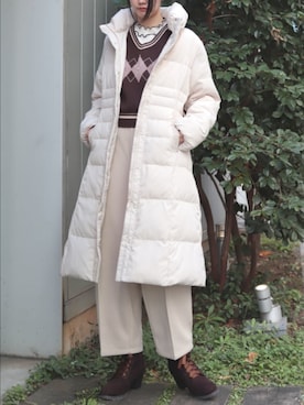 「アイテム（トートバッグ）」を使った、Hanaさん（レディース・168cm）の冬コーディネート