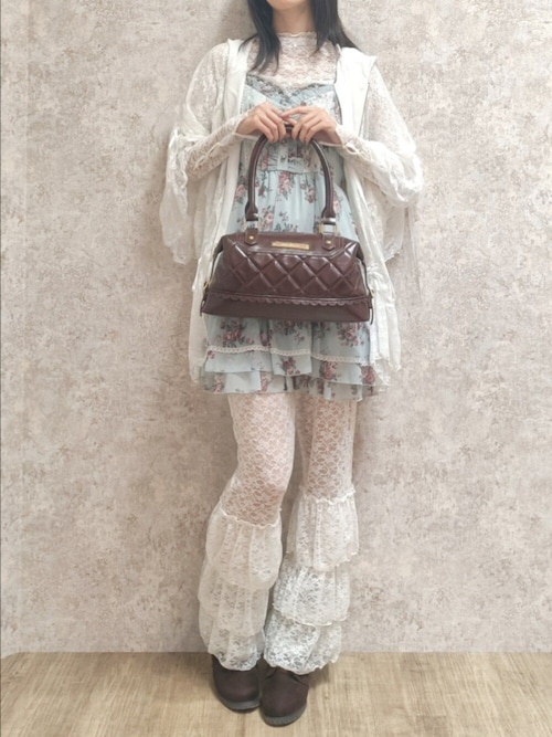 y2k❤️ 00s 当時物 花柄 リボン キャミ チュニックTRALALA系 y2k 平成 00s 日本製 トップス チュニック 半袖 レース リボン