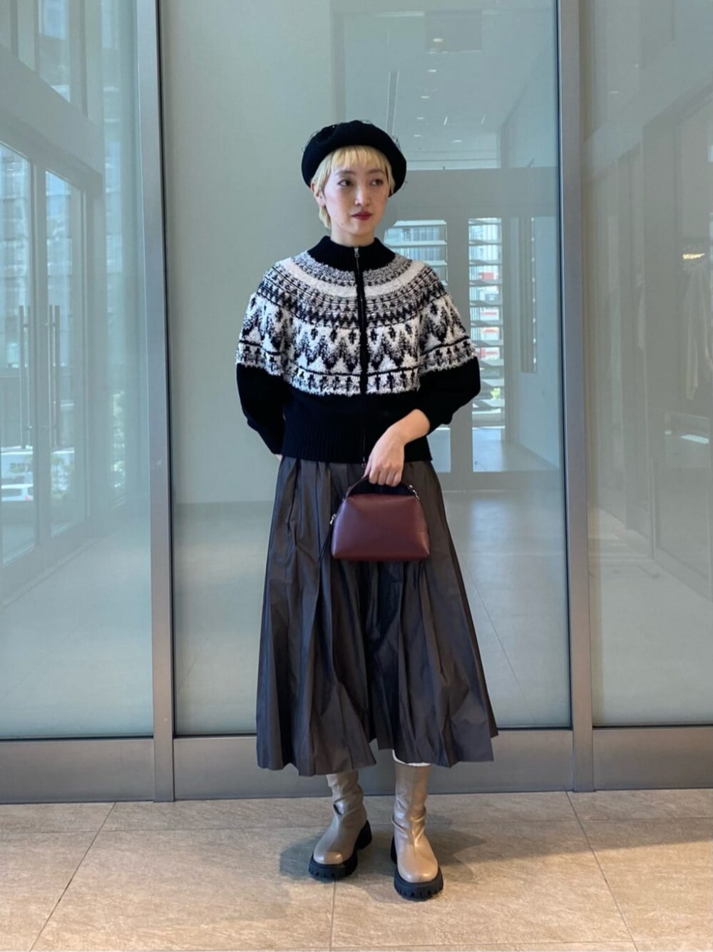 UNITED ARROWS シャブレータフタ プリーツスカート ダークグレイ M UNITED ARROWS LTD. OUTLET｜シャンブレー タフタ プリーツスカート