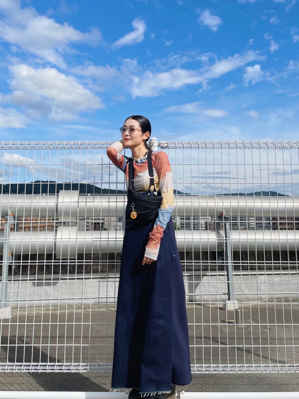 未使用級！AULA AILAデニムコンビネーションプルオーバー　インディゴ デニムコンビネーションレースシャツ（デニムジャケット）｜AULA