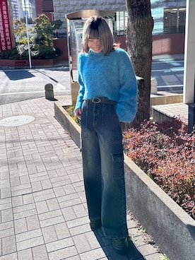「PBLIM（ページボーイリム）のPAGEBOYLIM/ヴィンテージデニム（デニムパンツ、ブルー系）」を使った、Yunさん（レディース・160cm）の冬コーディネート