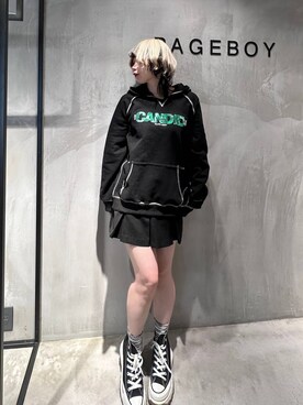 「PBLIM（ページボーイリム）のアイテム（パーカー）」を使った、Yunさん（レディース・160cm）の冬コーディネート