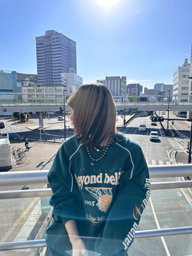 「PBLIM（ページボーイリム）のPAGEBOYLIM/スポーティーロゴスウェット（スウェット、グリーン系）」を使った、Yunさん（レディース・160cm）の冬コーディネート