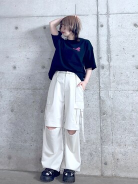 「PBLIM（ページボーイリム）のアイテム（サンダル）」を使った、Yunさん（レディース・160cm）の春コーディネート