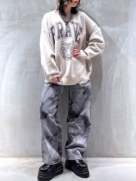「PAGEBOY（ページボーイ）のクラシックジーンズ2（デニムパンツ、ブラック系）」を使った、Yunさん（レディース・160cm）の冬コーディネート