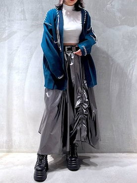 「PAGEBOY（ページボーイ）のモードバックルベルト2（ベルト、ブラック系）」を使った、Yunさん（レディース・160cm）の秋コーディネート