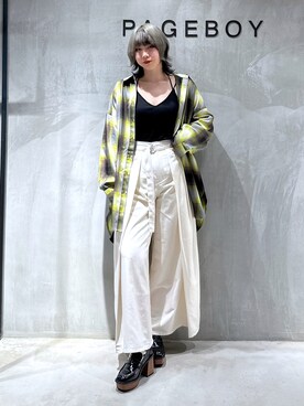 「PAGEBOY（ページボーイ）のオンブレチェックルーズシャツ（シャツ/ブラウス）」を使った、Yunさん（レディース・160cm）の秋コーディネート
