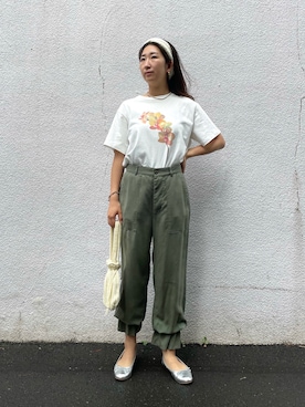 「フラワープリント」｜「アイテム（その他）」を使った、ebiさん（レディース・163cm）の夏コーディネート